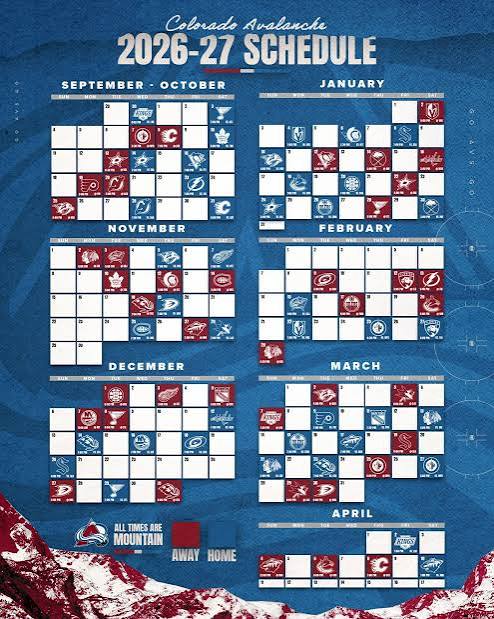 2026-2027 Colorado Avalanche Hockey Schedule