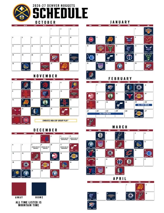 2026-2027 Denver Nuggets NBA Schedule